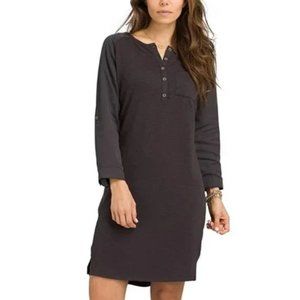 NWT Prana Hensley Henley Long Sleeve Shift Dress Gray Medium T-Shirt Oversized